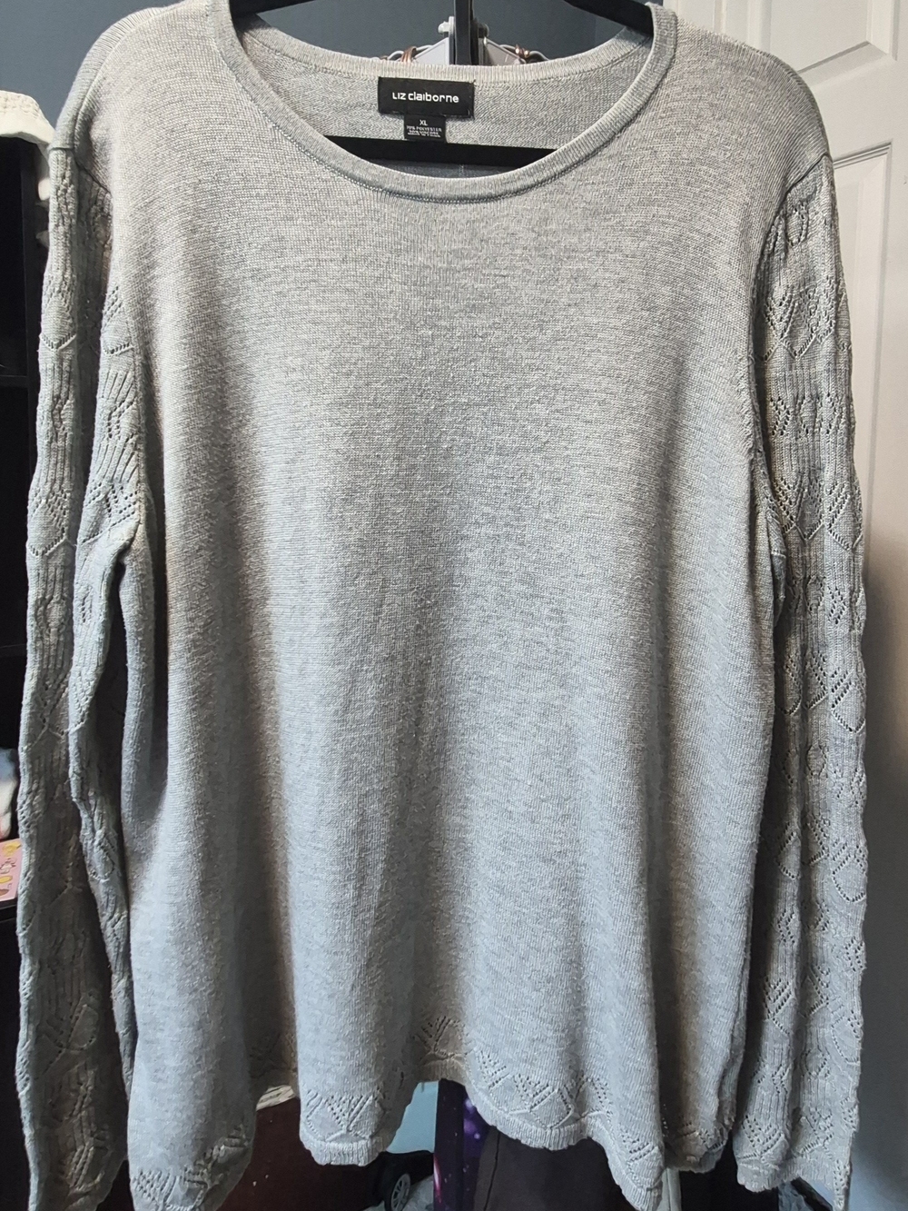 Liz Claiborne Light Gray Women's Knit Sweater Sz XL